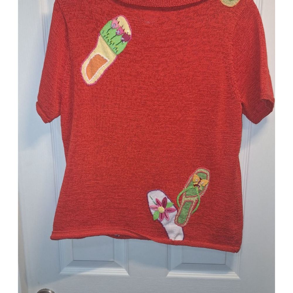 Susan Bristol Red Turtleneck Short Sleeve Sweater - Picture 6 of 7